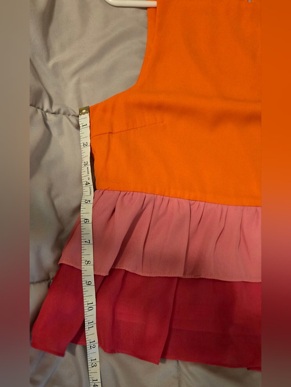 TCEC Sleeveless Coral-Orange Round Neck Peplum Top - Picture 6 of 6